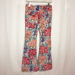 Free People Multicolor Floral Corduroy Flare Pants with stretch